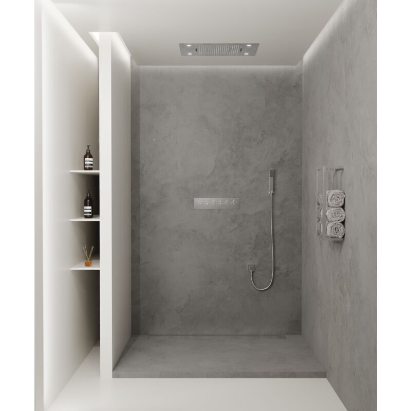 Composition de douche thermostatique avec ciel de pluie LED et