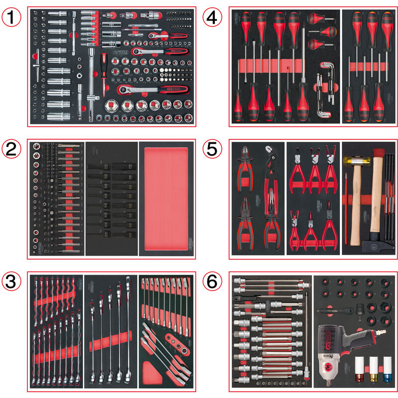 Kstools - Composition d'outils 6 tiroirs pour servante, 428 pièces