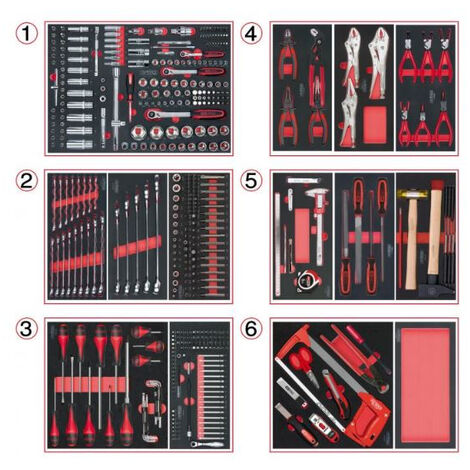Composition d'outils 6 tiroirs pour servante KS TOOLS - 455 pièces - 714.0452