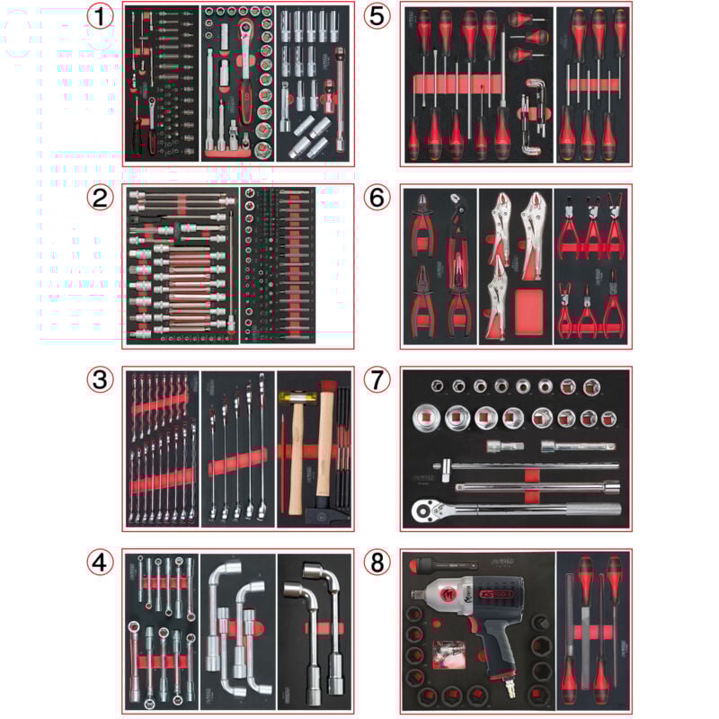 Kstools - ks Tools - Composition d'outils pl 8 tiroirs pour servante, 354 pièces - 714.0330