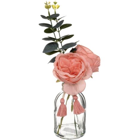 Composition florale artificielle Vase en Verre H 30 cm - Atmosphera