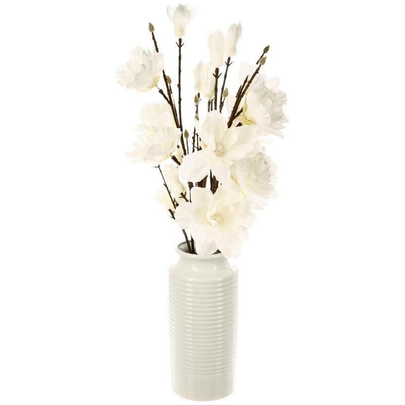 Atmosphera - Branches de magnolia vase blanc H75cm créateur d'intérieur