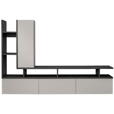 Composition murale CRONOS – Meuble TV et rangements suspendus – Chêne Graphite et Cashmere