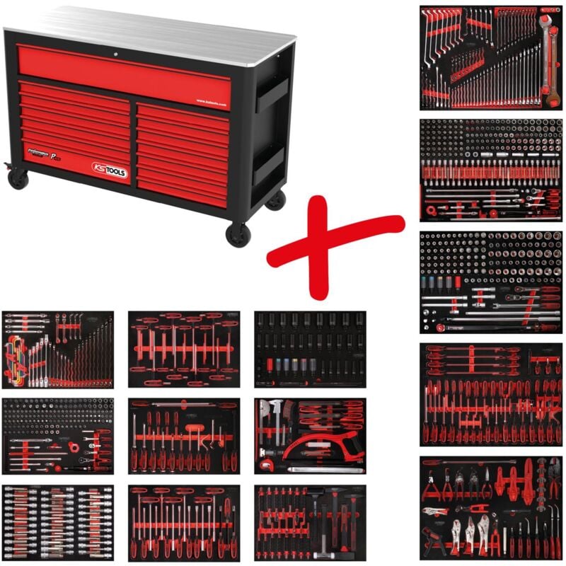 Kstools - Composition pour servante d'atelier Performanceplus P45 avec 950 outils pour 13 tiroirs