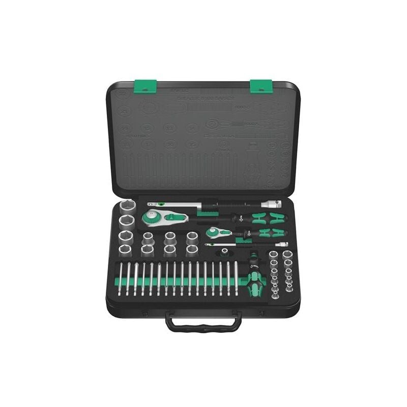 Jeu de clés à douilles Wera 8100 sa/sc 2 Zyklop 43 pièces 1/4 + 1/2' sw 4-24 mm