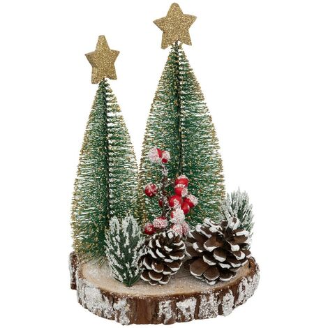 Composizione abete da tavola su tronco 21cm - Feeric lights & christmas