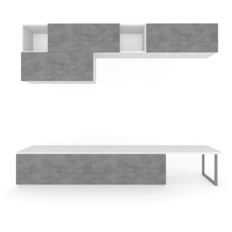 Composizione Armadio 247L x 45P x h200 – Finitura Bianco Opaco e Cemento – Sarmog