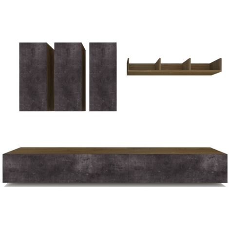 Composizione Armadio 282L x 45P x h183 – Finitura Legno Noce Stelvio e Nero Opaco – Sarmog
