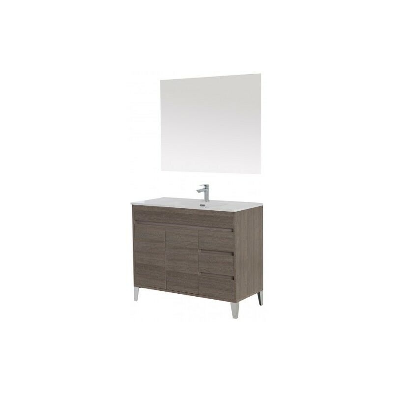 Composizione bagno Linea Mondo colore Rovere Scuro due ante tre cassetti 102x47x h85 cm