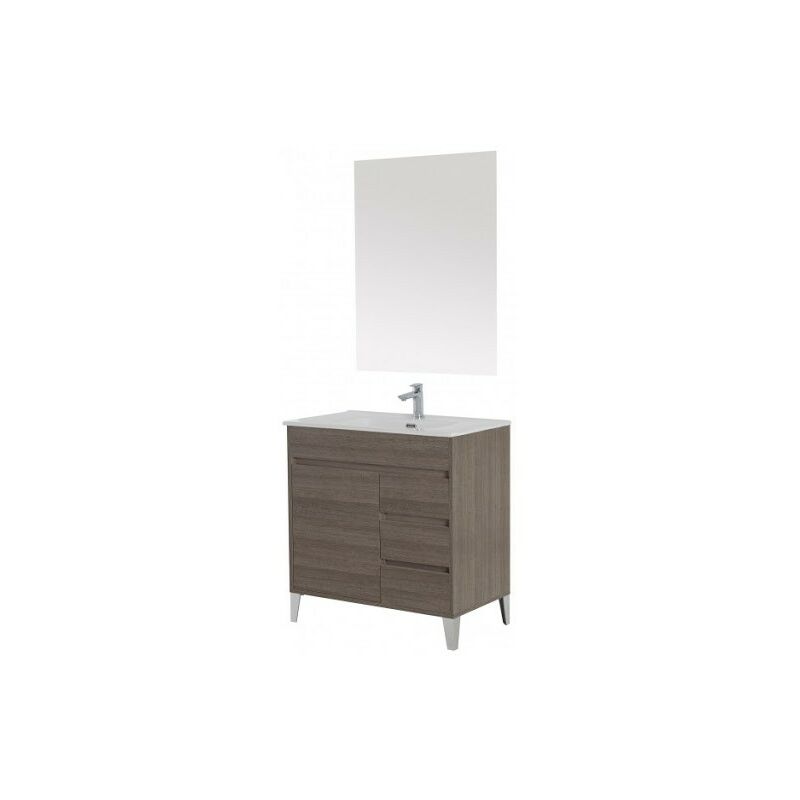 Composizione bagno Linea Mondo colore Rovere Scuro un' anta tre cassetti 82x47x h85 cm