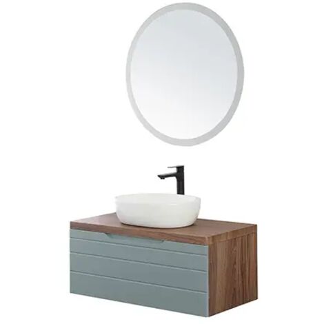 Composizione Bagno Sospeso Verde Salvia con Cassettone Lavabo Specchio