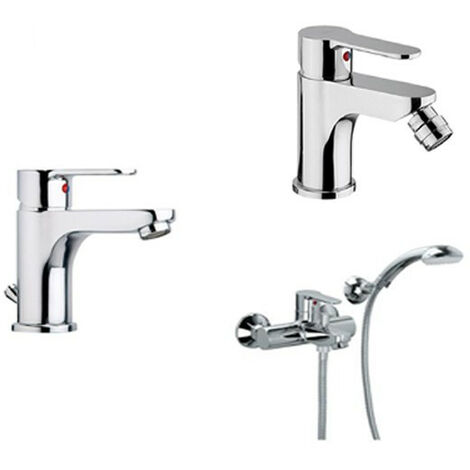Composizione Blu, miscelatori lavabo, bidet e vasca in ottone