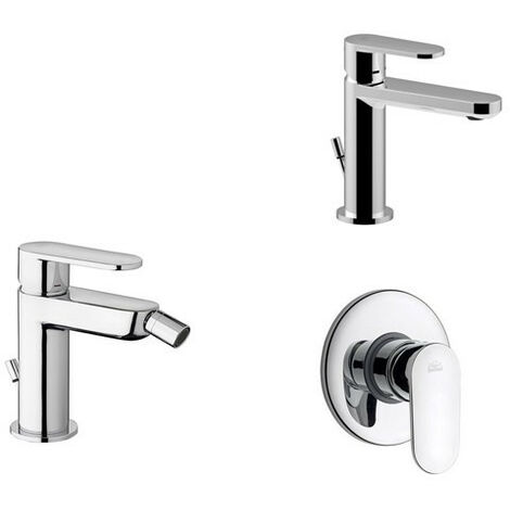 Composizione Candy, miscelatori lavabo, bidet e doccia in ottone