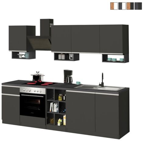 Composizione Cucina moderna 255X60-34X85-71cm - NAUTILUS - Colore: Antracite-Report