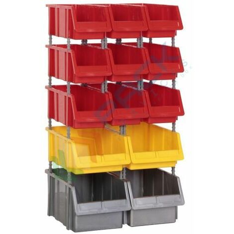 Pannello a Parete per Attrezzi, Contenitore a bocca di lupo in plastica  autoportante, con 47 Pezzi contenitori, Portaminuteria Scaffale parete  porta minuteria cassetta cassettiera officina : : Fai da te