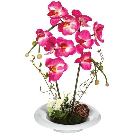 PHALAENOPSIS ORCHIDEA ARTIFICIALE 50CM CON VASO OVALE ARANCIONE