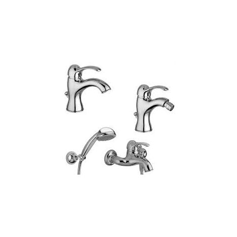 Composizione Flavia, miscelatori lavabo, bidet e vasca in ottone