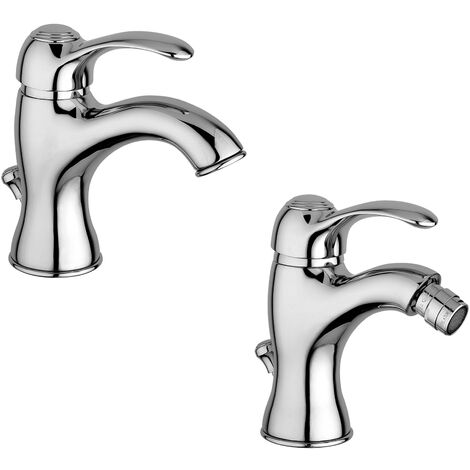 Composizione Flavia, miscelatori lavabo e bidet in ottone cromo