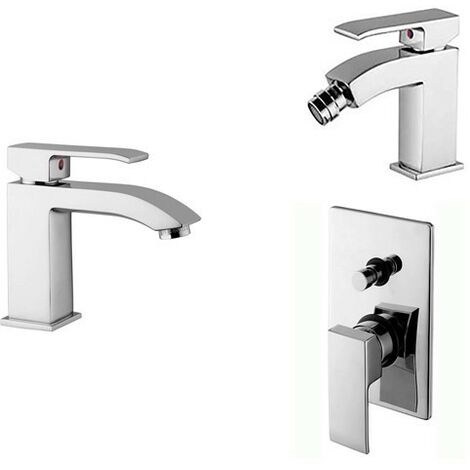 Composizione Level, miscelatori lavabo, bidet e doccia con