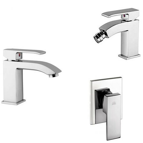 Composizione Level, miscelatori lavabo, bidet e doccia in ottone