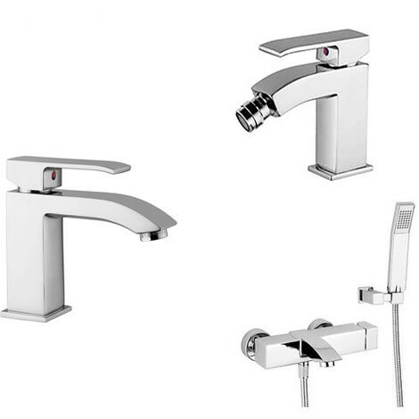 Composizione Level, miscelatori lavabo, bidet e vasca in ottone