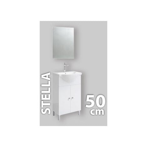 Composizione Mobile Da Bagno Stella New Bianco Lucido - Cm 50