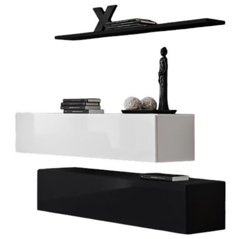 Composizione murale SWITCH SBII – Mobili contenitori e scaffale – Nero e bianco lucido – Design moderno