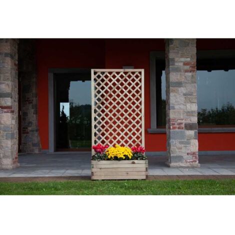 LOSA Fioriera con Grigliato 120 Balcone Vaso Spalliera Legno Rettangolare Portavaso