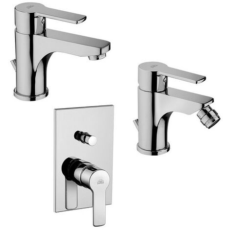 Composizione Red, miscelatori lavabo, bidet e doccia con