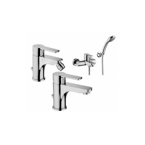 Composizione Red, miscelatori lavabo, bidet e vasca in ottone