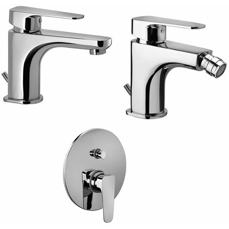 Composizione Sly, miscelatori lavabo, bidet e doccia con