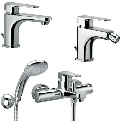 Composizione Sly, miscelatori lavabo, bidet e vasca in ottone