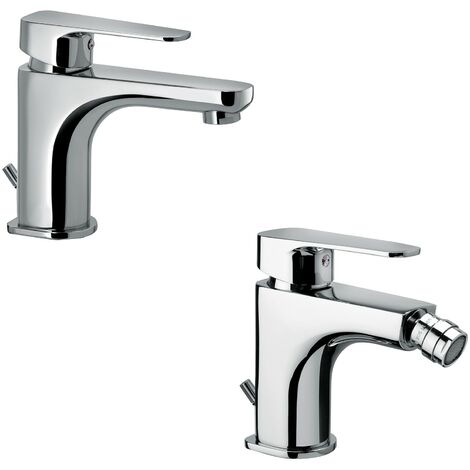 Composizione Sly, miscelatori lavabo e bidet in ottone cromo di