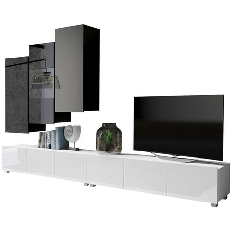 Dorian BX mobile porta TV design moderno 184cm nero bianco lucido