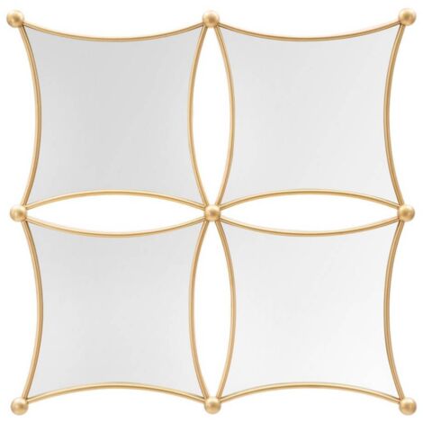 Composizione specchi da parete cornice in ferro color oro per salotti e camere da letto -68 x 68 cm