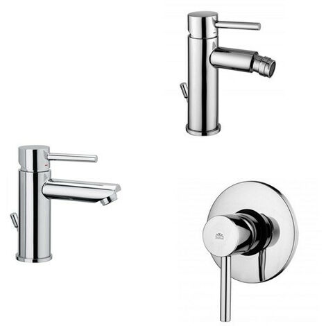 Composizione Stick, miscelatori lavabo, bidet e doccia in ottone