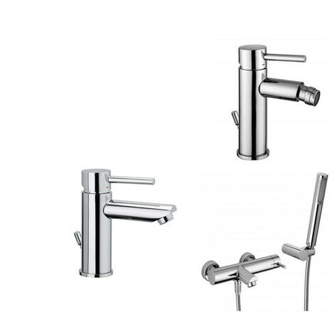 Composizione Stick, miscelatori lavabo, bidet e vasca in ottone