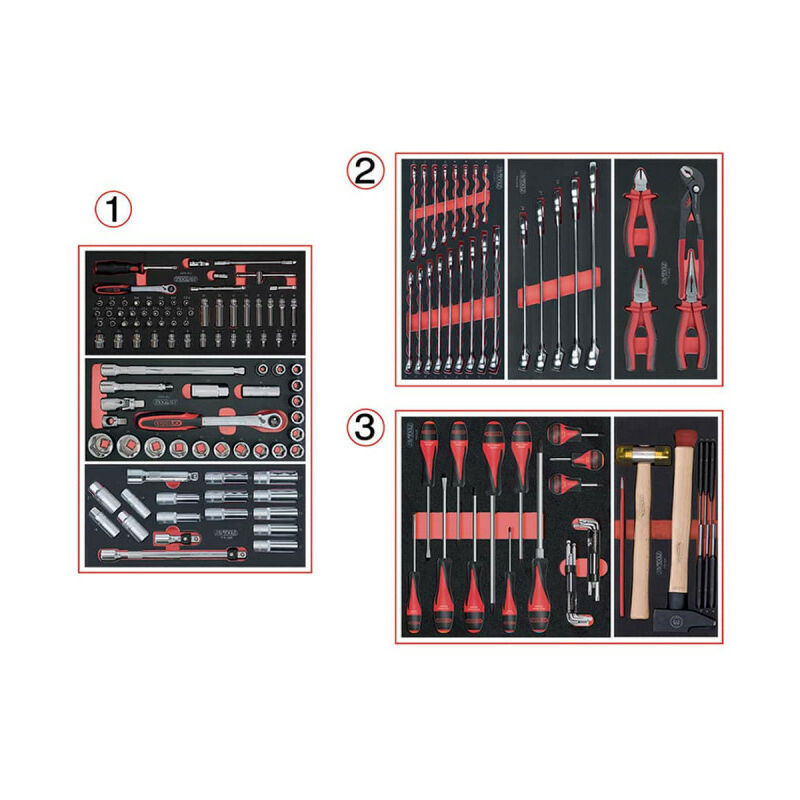 Image of Composizione utensile ks tools tools - Per carrello - 3 cassetti - 158 pz. 714.0158