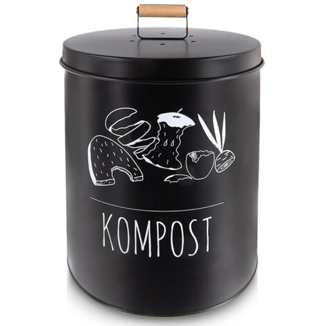 COMPOSTA DA CUCINA CON FILTRO A CARBONI ATTIVI, METALLO NERO, 8 L