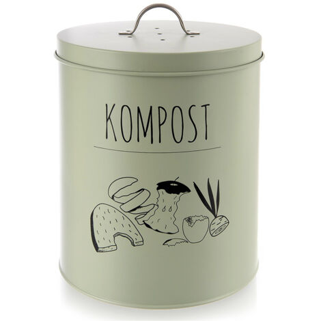 COMPOSTA DA CUCINA IN METALLO, CONTENITORE PER RIFIUTI BIO-COMBUSTIBILE, VERDE, 8 L