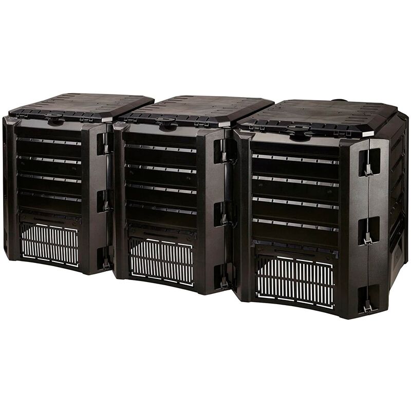 

Compostador 1200 L Compogreen Module de plástico en color Negro, 82,6 (alto) x 198 (ancho) x 71,9 (profundo) cms - Prosperplast