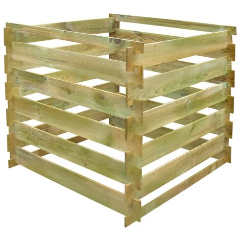 Compostador de listones cuadrado de madera 0,54 m3 vidaXL