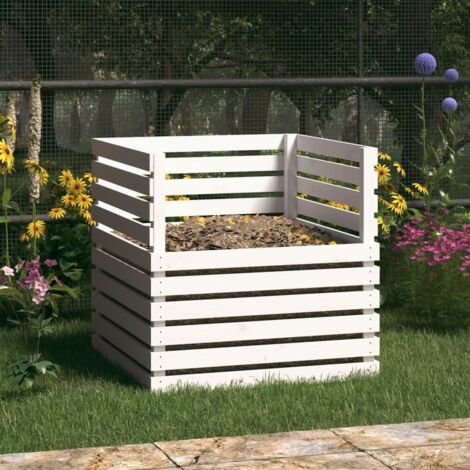 Compostador de madera maciza de pino blanco 80x80x78 cm vidaXL