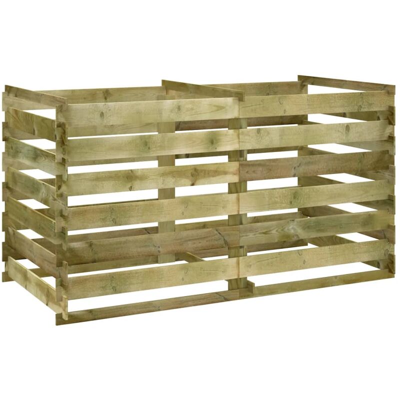 

Compostador de tablas de madera de pino impregnada 160x80x58 cm - Marrón