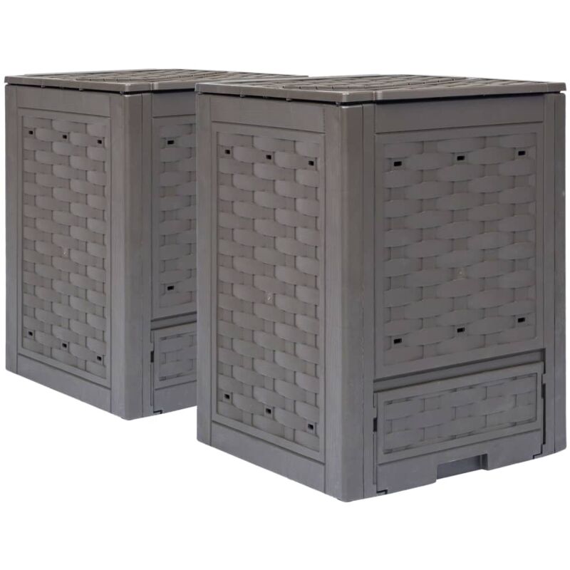 

vidaXL Compostadores de jardín 2 unidades marrón 600 L 60x60x83 cm - Marrón