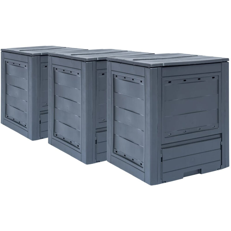 

Compostadores de jardin 3 unidades gris 780 L 60x60x73 cm