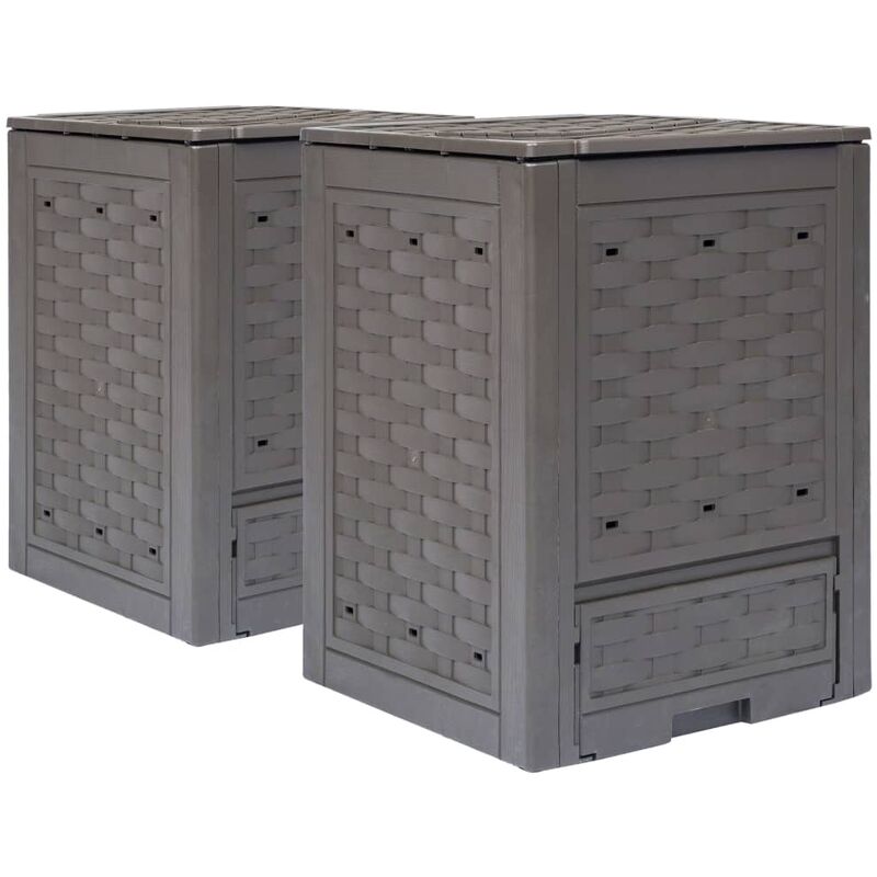 

Compostadores de jardín 2 unidades marrón 600 L 60x60x83 cm - Marrón