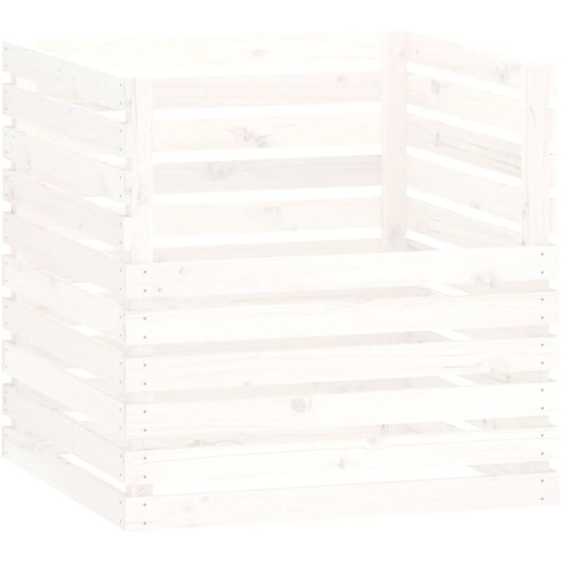 Composter White 80x80x78 cm Solid Wood Pine vidaXL - White