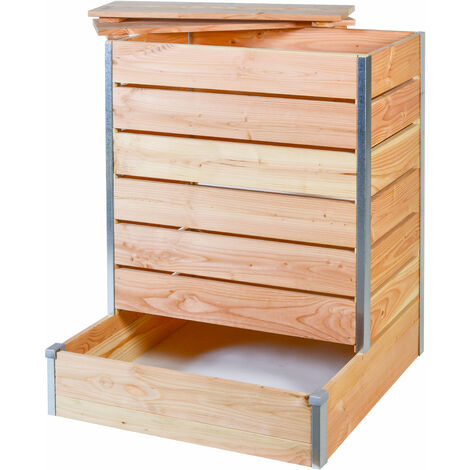 Composteur à accès direct 356L en bois Douglas non traité – Dimensions L80 x l75 x H98 cm – Assemblage facile sans outils – Mon Petit Potager