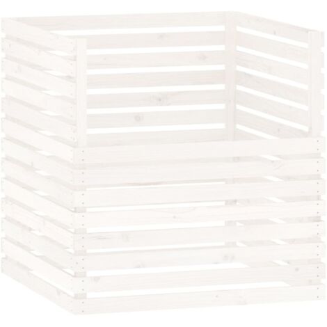 Composteur Blanc 100x100x102 cm Bois massif de pin CFW590694